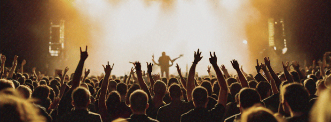 crowd of a heavy rock concert outdoors